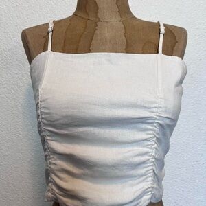 Kendall & Kylie White Ruched Crop Top